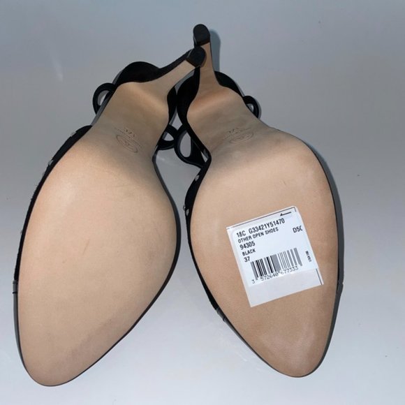 Chanel Black Satin Pearl Embellished CC  Pumps Size 37 C (Size 5.5 US Women's) - Picture 8 of 10